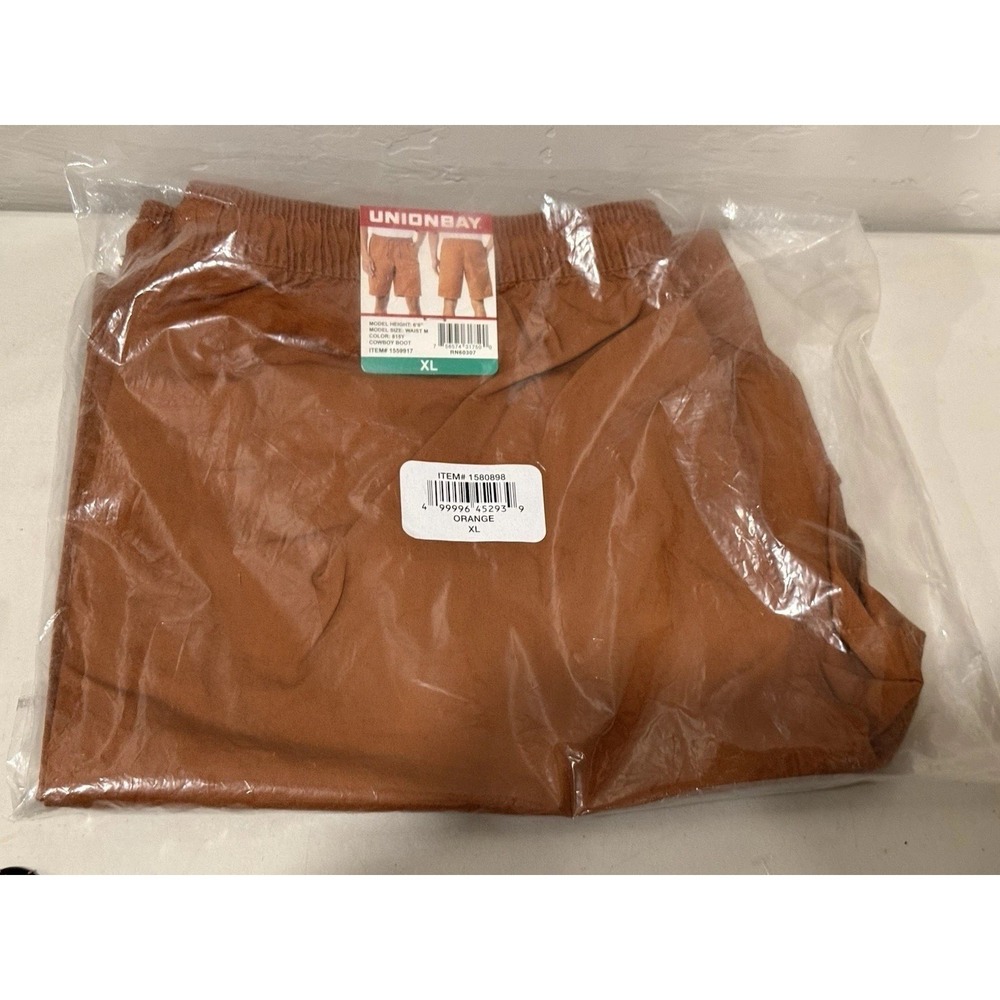 Union Bay UnionBay Mens Orange Cowboy Boot Shorts XLarge NEW NWT Elastic Waist